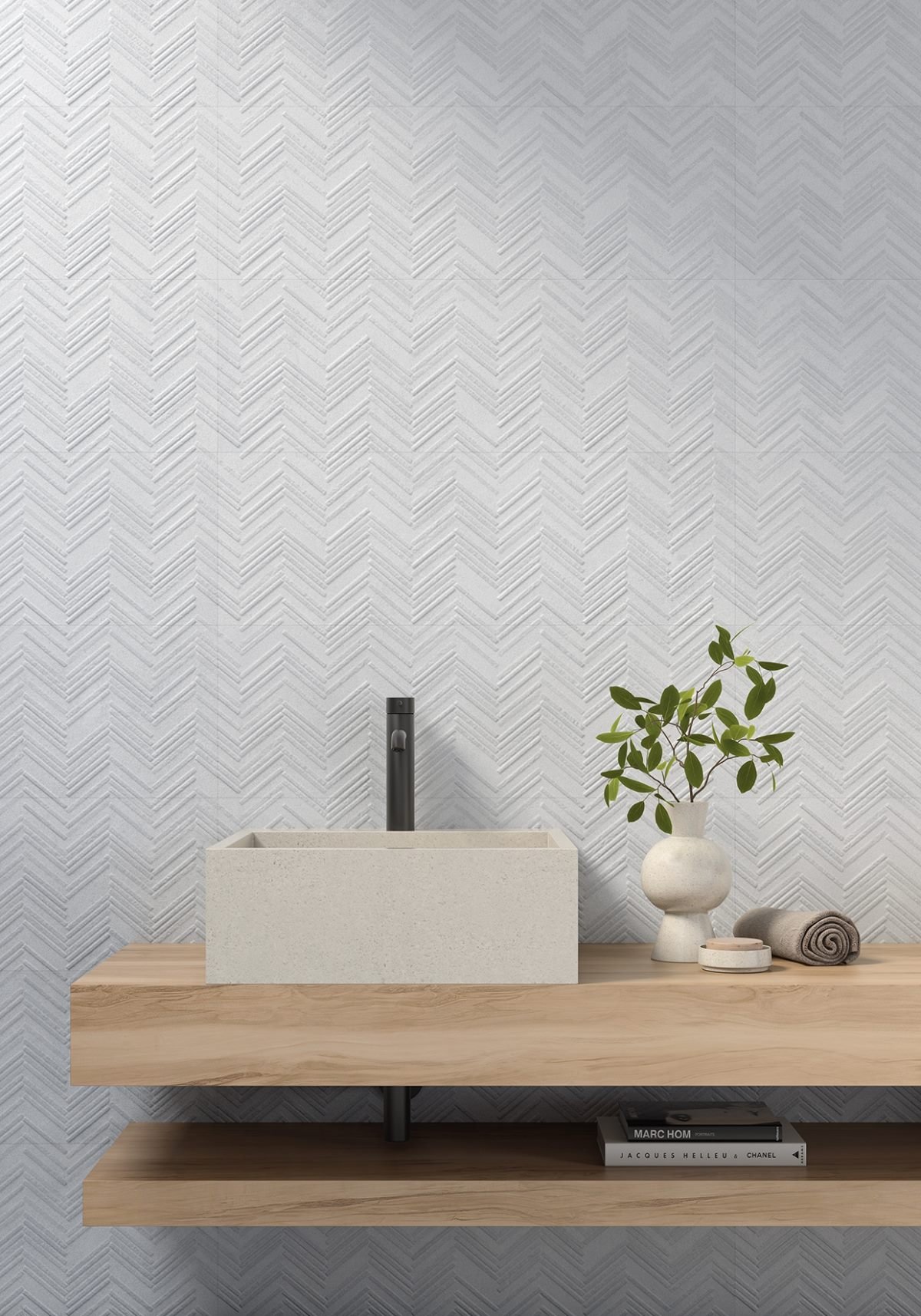 Carrelage aspect béton — modèle Eternia, salle de bain