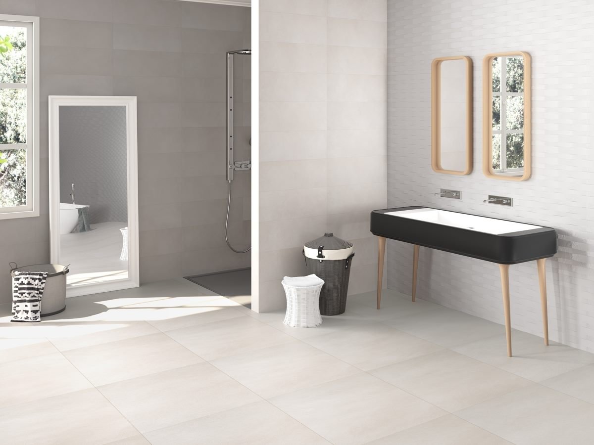Carrelage aspect béton — modèle Evolution, salle de bain