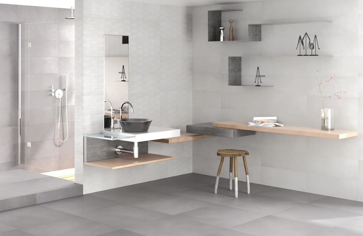 Carrelage aspect béton — modèle Evolution, salle de bain