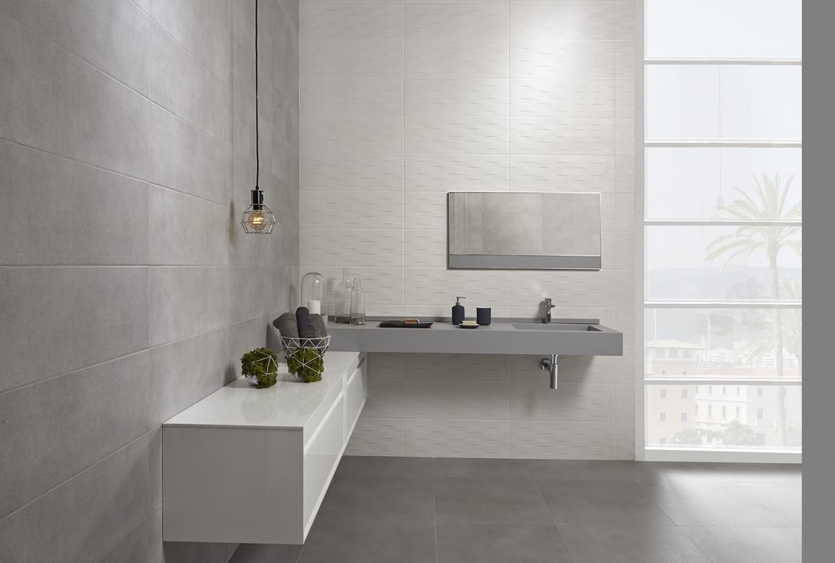 Carrelage aspect béton — modèle Evolution, salle de bain