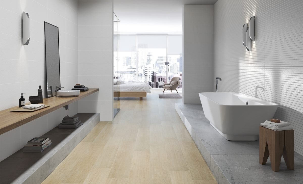 Carrelage aspect faïence & décor — modèle Mood, salle de bain