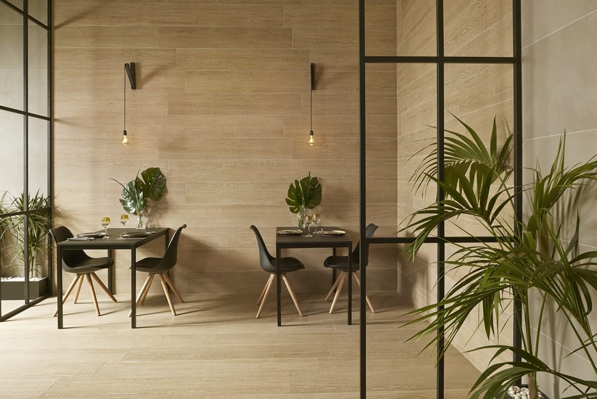 Carrelage aspect faïence & décor — modèle Savia, restaurant