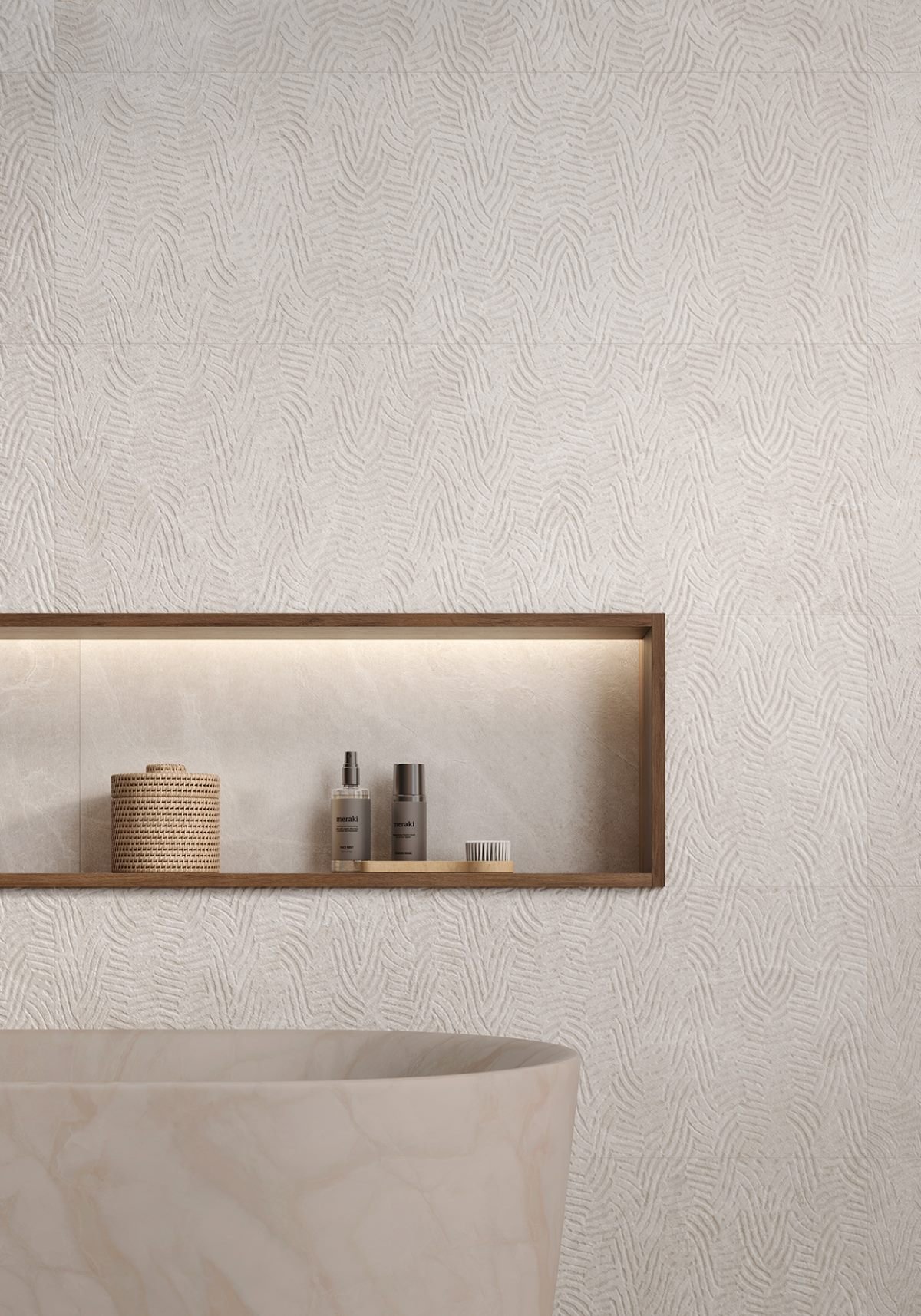 Carrelage aspect pierre naturelle — modèle Masaya, salle de bain